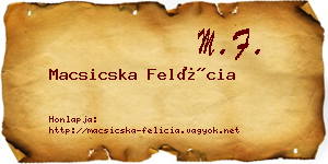 Macsicska Felícia névjegykártya